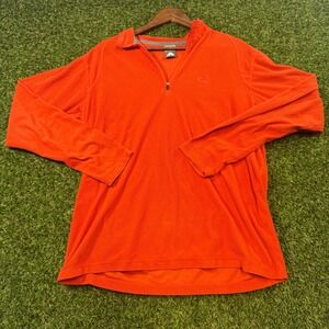 Nike ACG Mens Large Orange Waffle Knit Quarter Zip Pullover Fleece Shirt